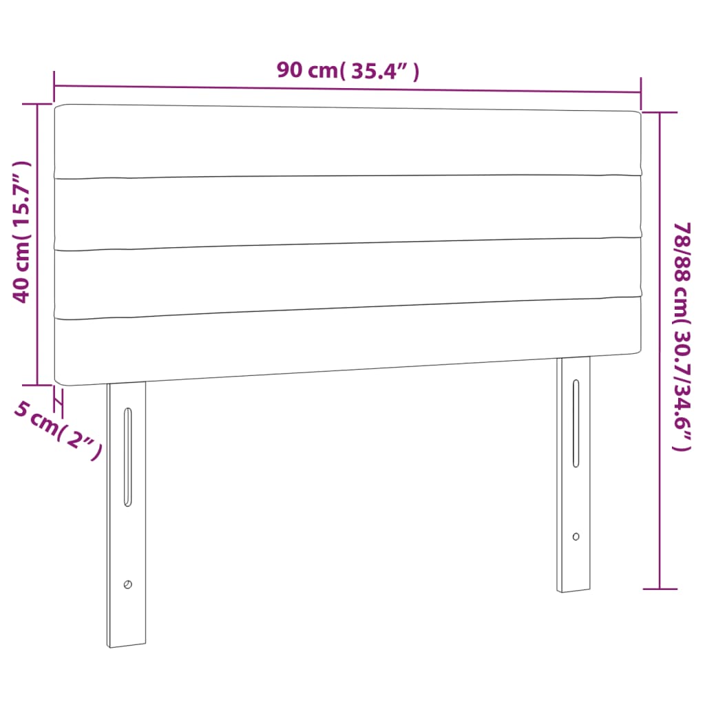 vidaXL Höfðagafl Ljósgrár 90x5x78/88 cm Flauel