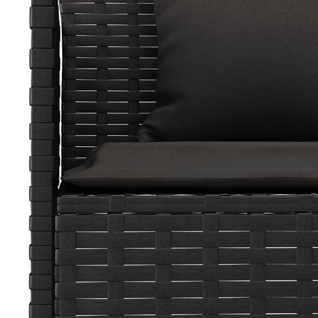 vidaXL 2 stykki garðborðstofusett með púðum Black Poly Rattan