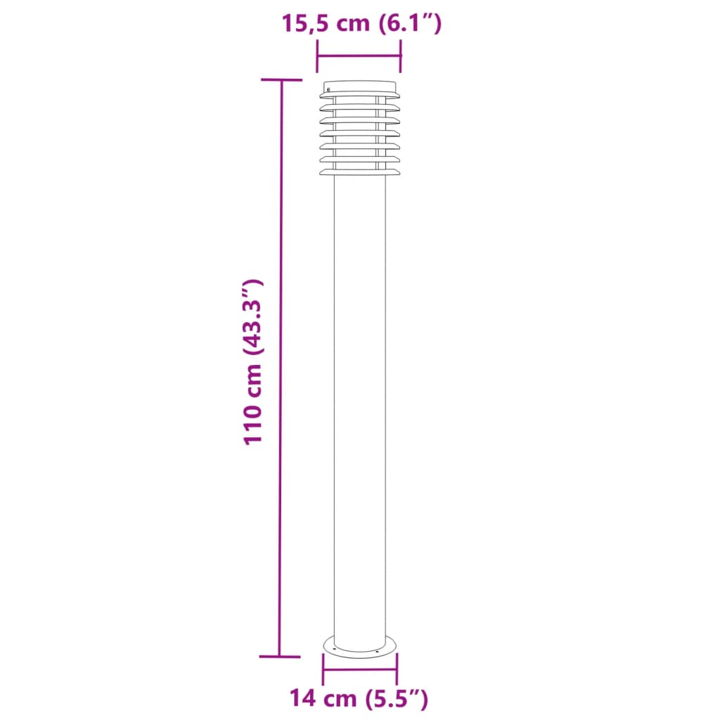 vidaXL Útiljós Frístandandi 110 cm Silfurlitað Ryðfrítt Stál