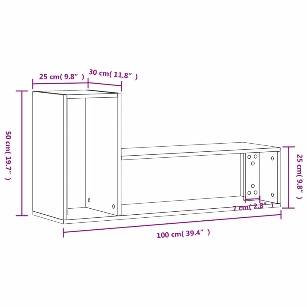 vidaXL Sjónvarpsskápar 2 stk. Gráir Sonoma 100x30x50cm Samsettur Viður