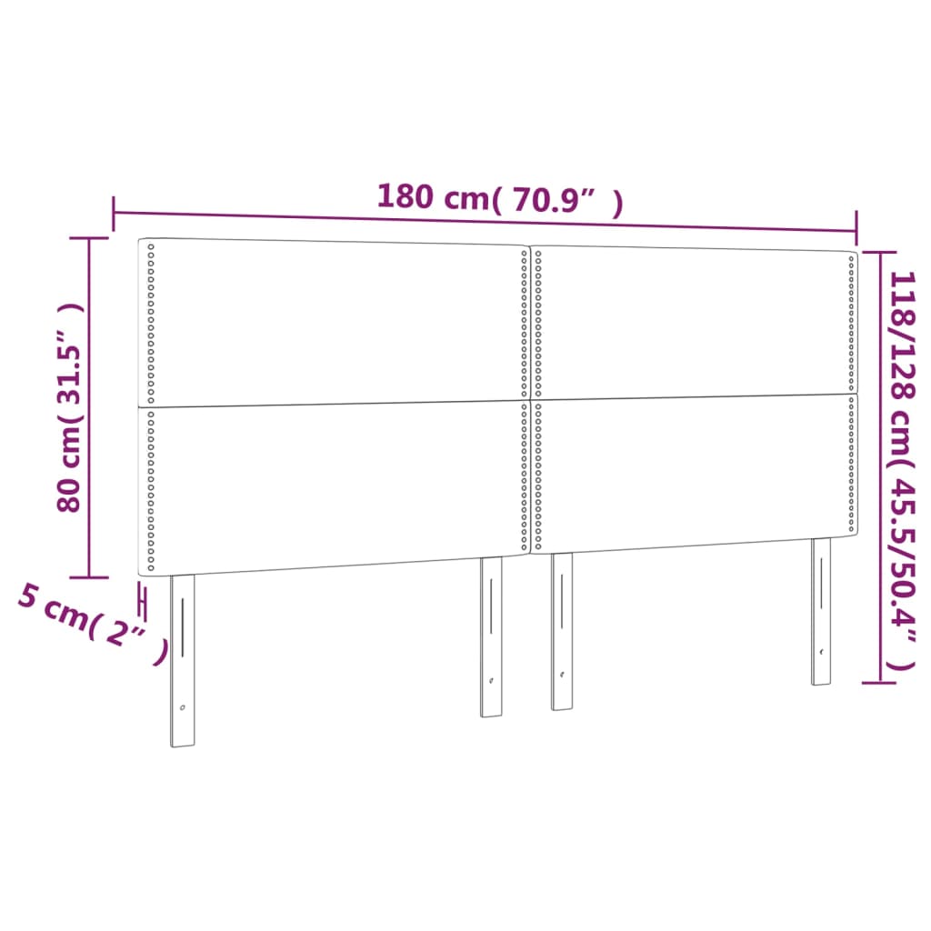 vidaXL LED höfuðgafl Svart 180x5x118/128 cm Efni