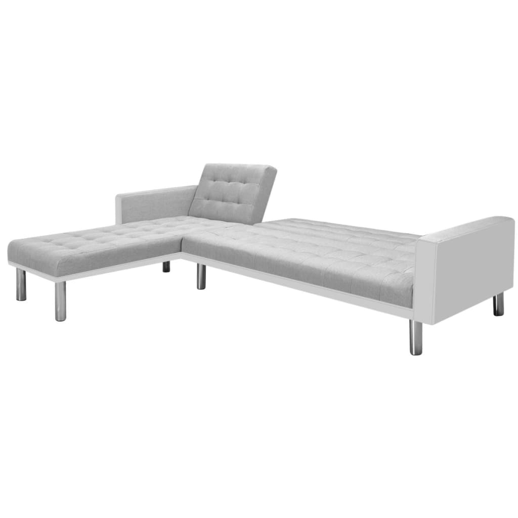 244331 vidaXL Corner Sofa Bed Fabric 218x155x69 cm White and Grey