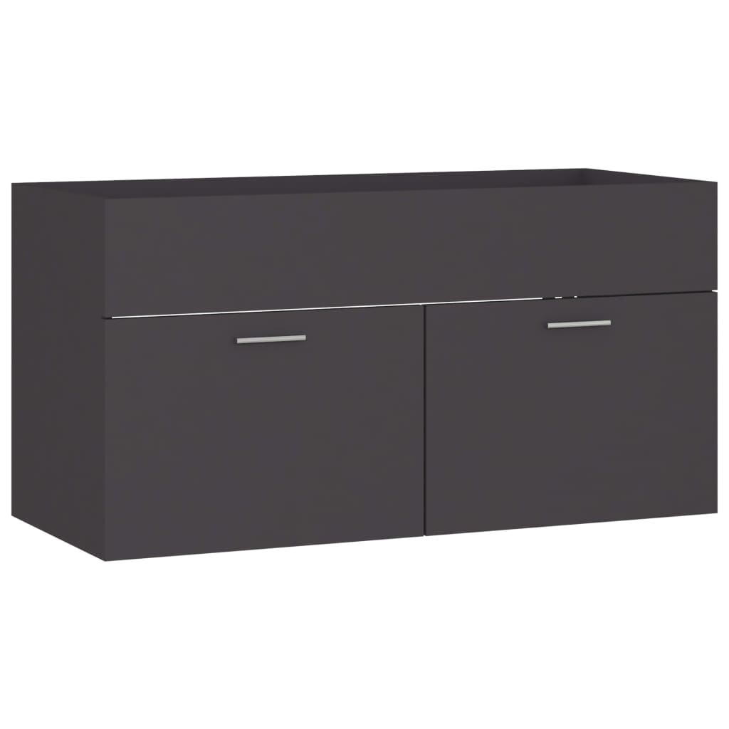 804667 vidaXL Sink Cabinet Grey 90x38,5x46 cm Chipboard