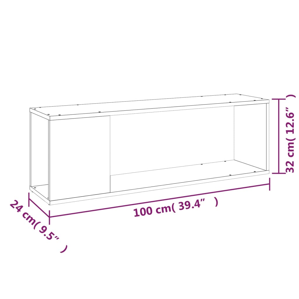 vidaXL Sjónvarpsskápur Steypugrár 100x24x32 cm Samsettur Viður