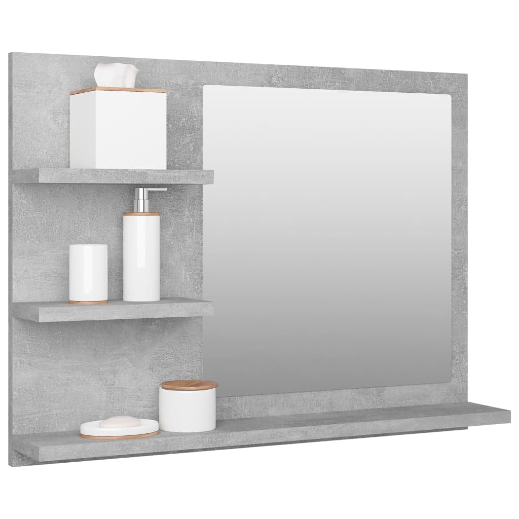 805010 vidaXL Bathroom Mirror Concrete Grey 60x10,5x45 cm Chipboard