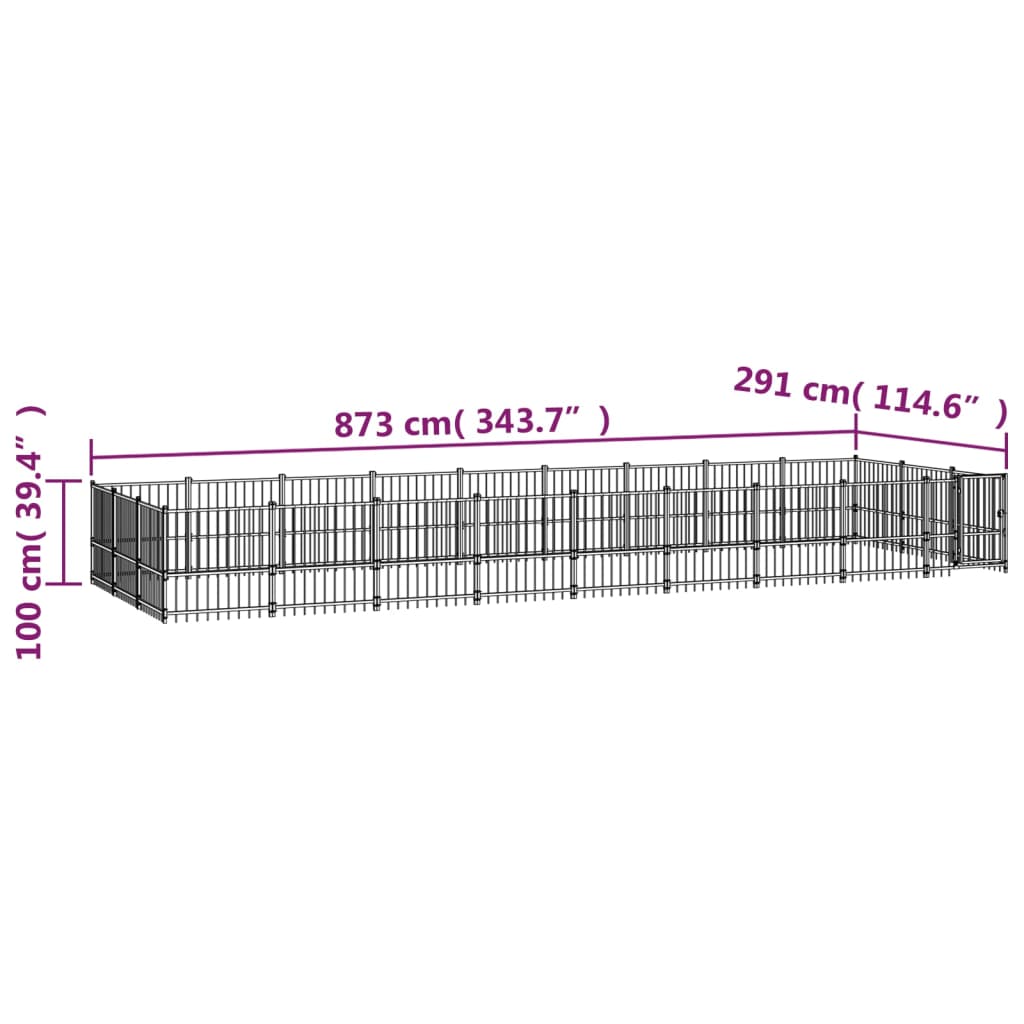 vidaXL úti hundaræktunarstál 25,4 m²