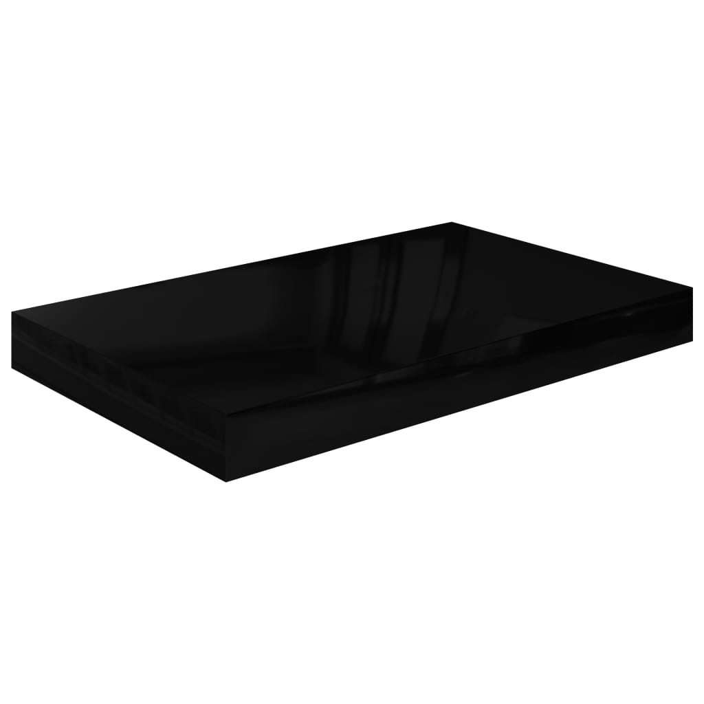 vidaXL Vegghengdar Hillur 4 stk. Háglans Svartar 40x23x3,8 cm MDF