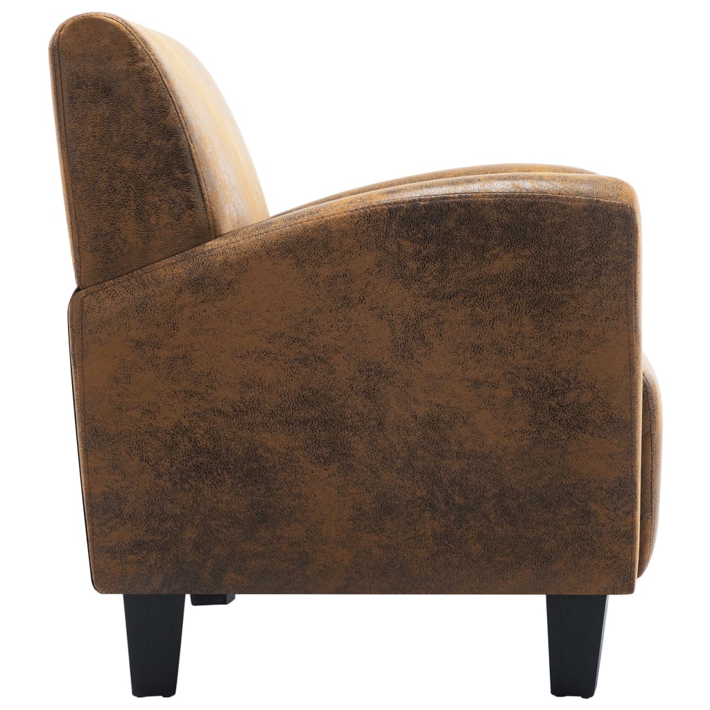 248618 vidaXL Sofa Chair Brown Faux Suede Leather