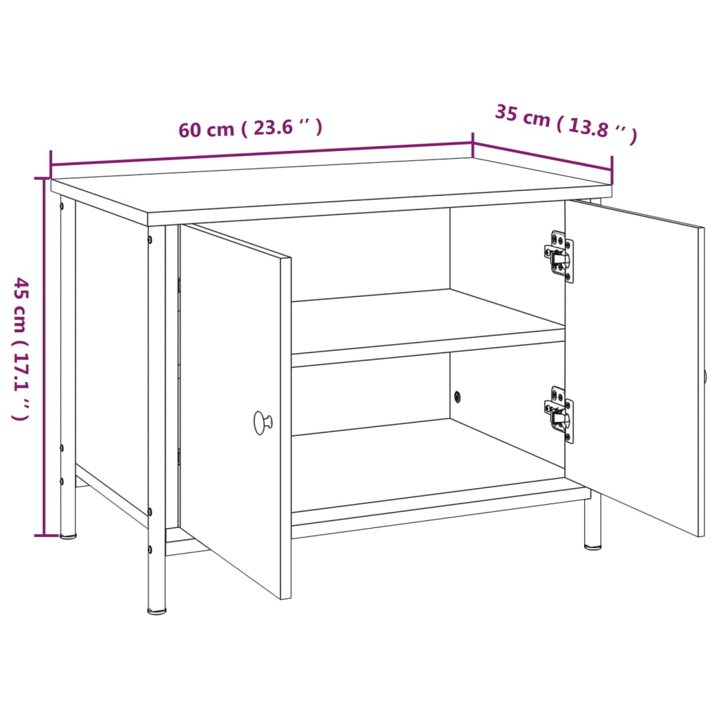 vidaXL Sjónvarpsskápur með Hurðum Brún Eik 60x35x45 cm Samsettur Viður