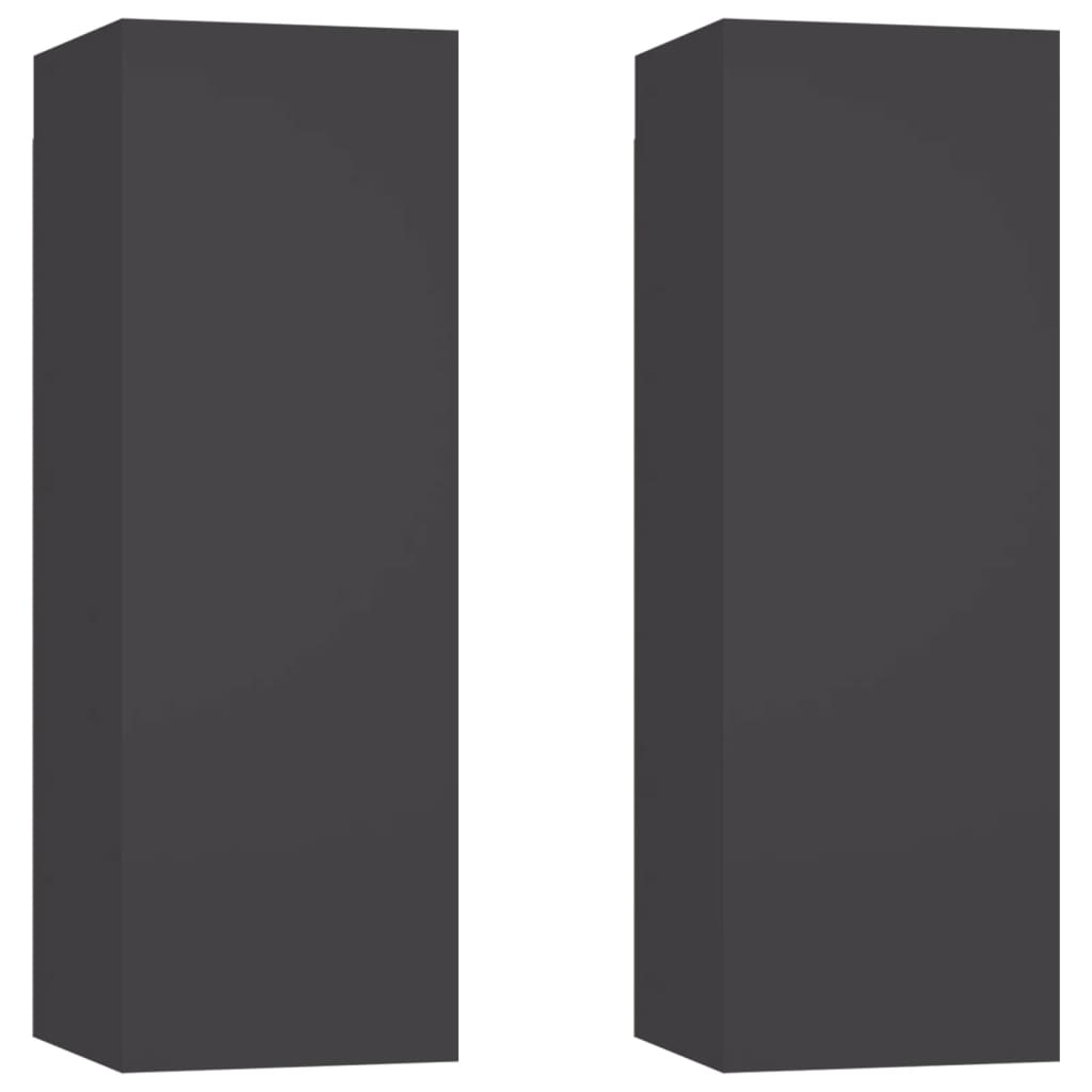 803349 vidaXL TV Cabinets 2 pcs Grey 30,5x30x90 cm Chipboard