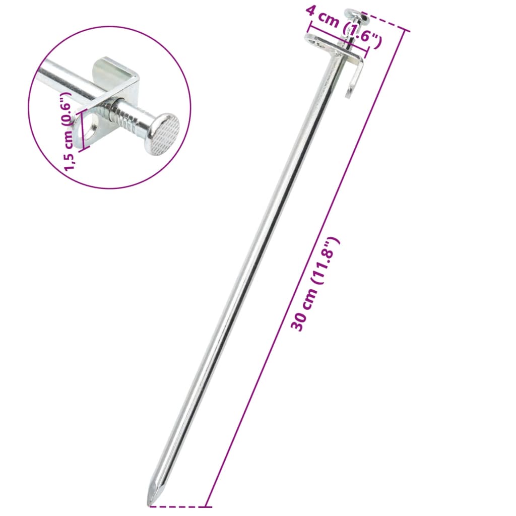 vidaXL Tjaldhælar 24 stk. 30 cm 8 mm Galvanhúðað Stál