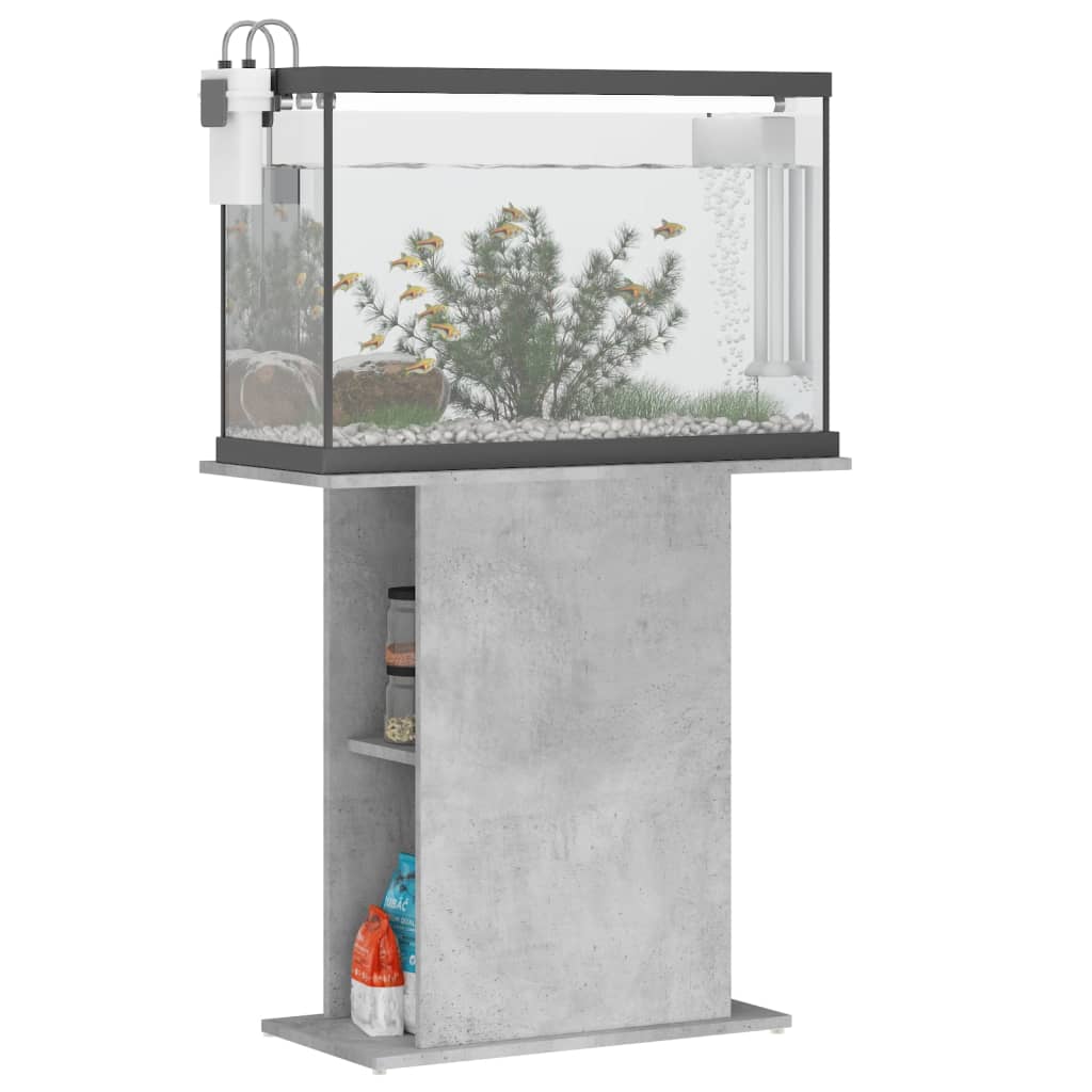 vidaXL Fiskabúrsstandur Steypugrár 75x36x72,5 cm Samsettur Viður