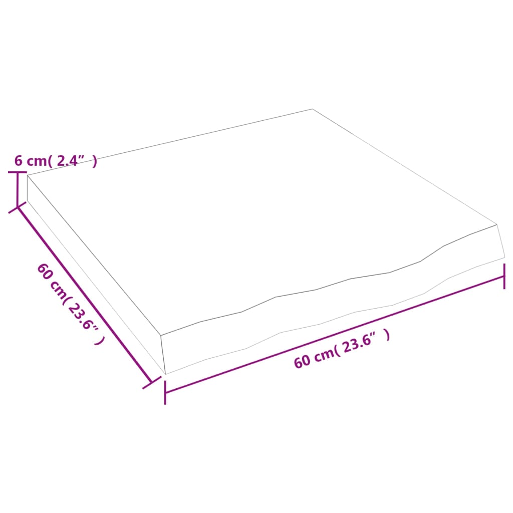 vidaXL Vegghilla 60x60x(2-6) cm Ómeðhöndluð Gegnheil Eik