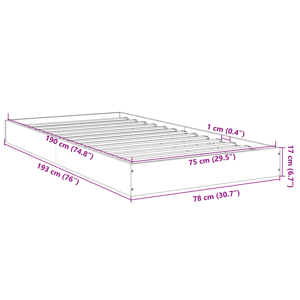 vidaXL Náttborð Sonoma Eikarlitur 75x190 cm Samsettur Viður