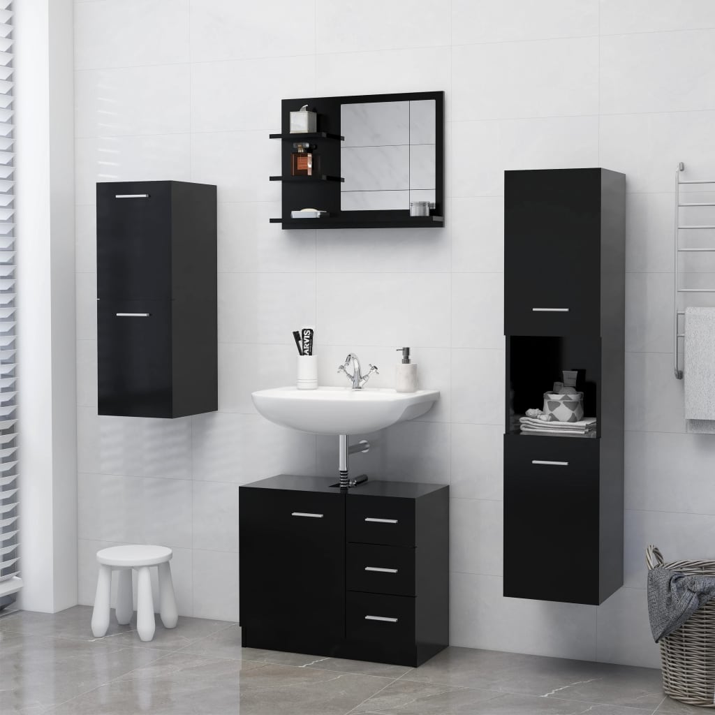 805007 vidaXL Bathroom Mirror Black 60x10,5x45 cm Chipboard