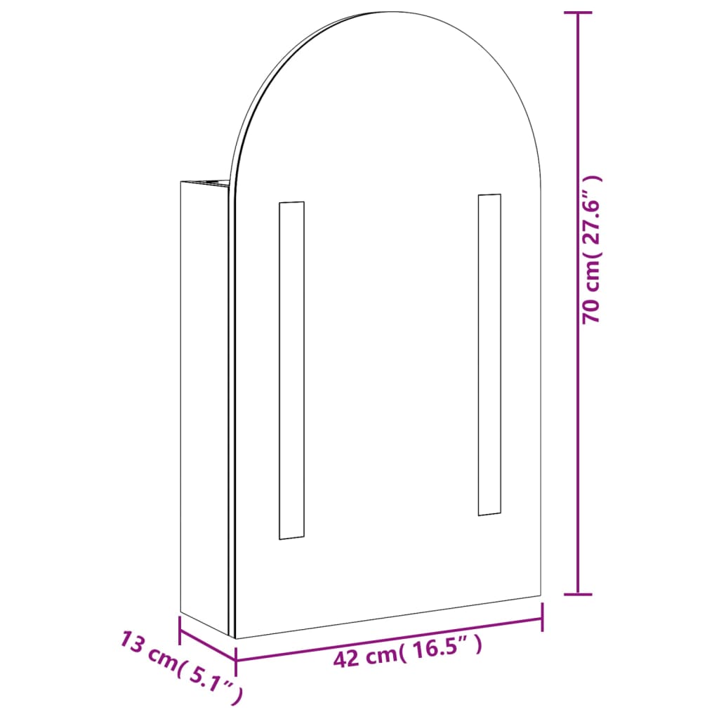 vidaXL Baðherbergisskápur með LED Ljós Boga Eik 42x13x70 cm