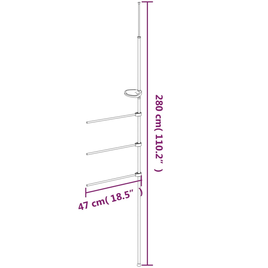 vidaXL Handklæðalás 47x280 cm Ál