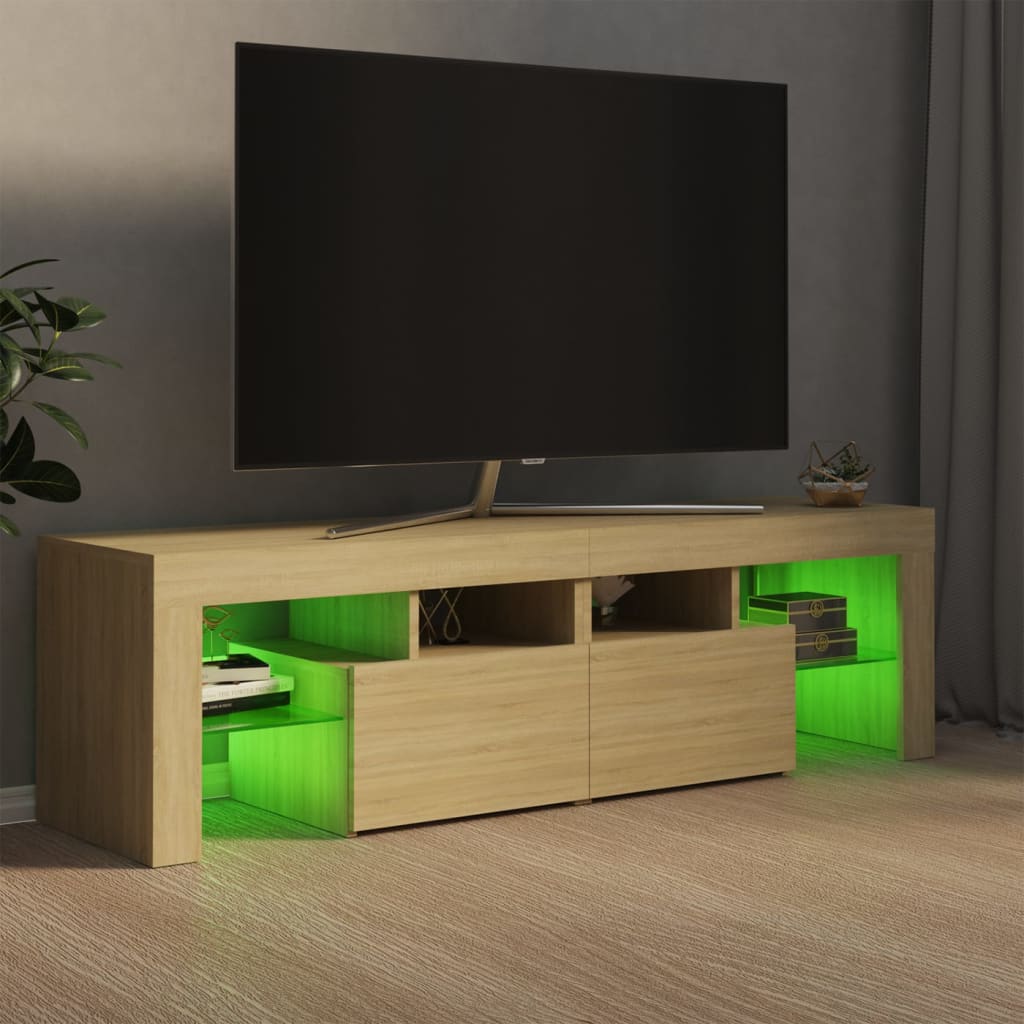 804367 vidaXL TV Cabinet with LED Lights Sonoma Oak 140x35x40 cm