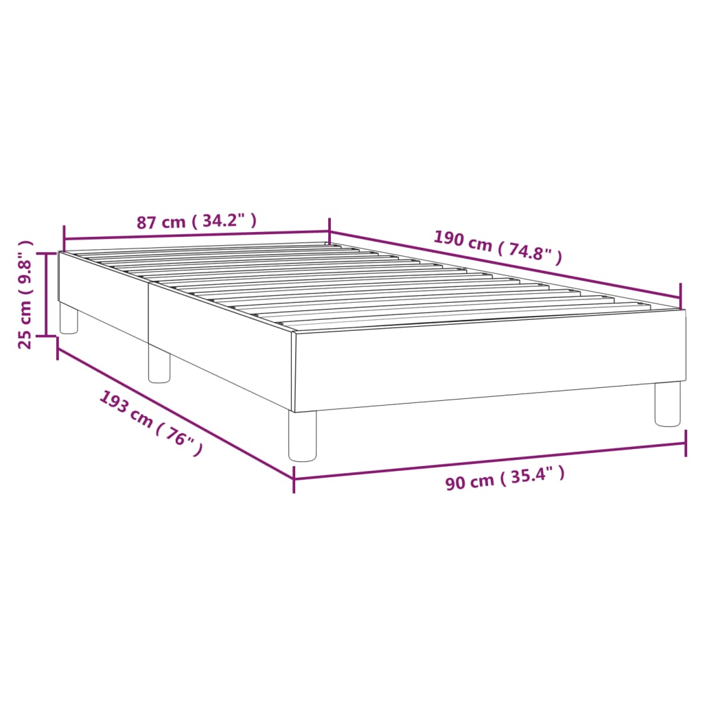 vidaXL Rúmgrind Cappuccino 90x190 cm Gervileður