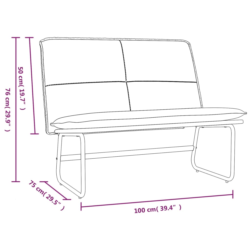 vidaXL Bekkur Rjómahvít 100x75x76 cm Gervi leður