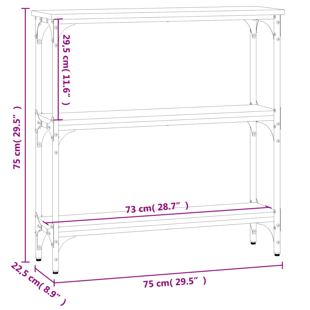 vidaXL Veggborð Sonoma Eik 75x22,5x75 cm Samsettur Viður