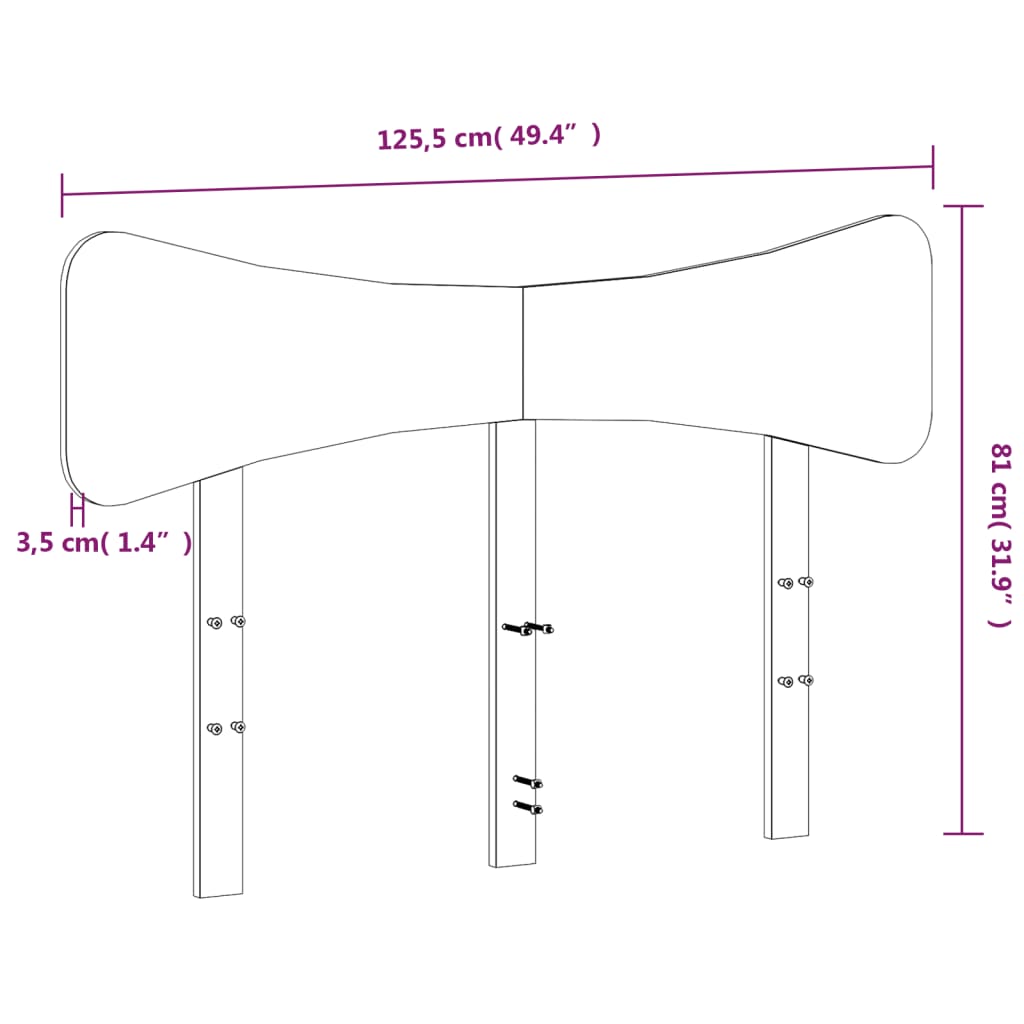 vidaXL Höfðagafl Hvítur 120 cm Gegnheil Fura