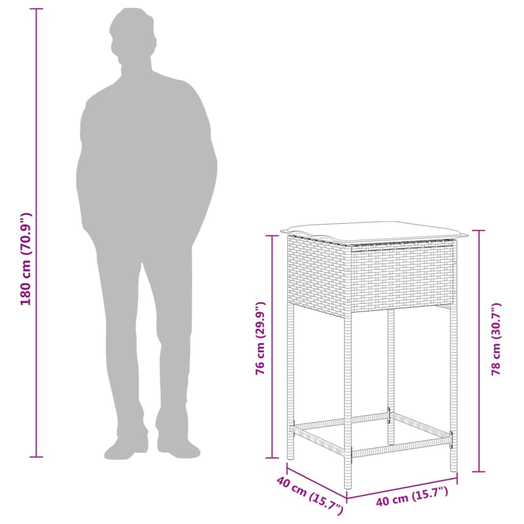 vidaXL 5 Hluta Garðbarsett með Sessum Pólýrattan Brúnt