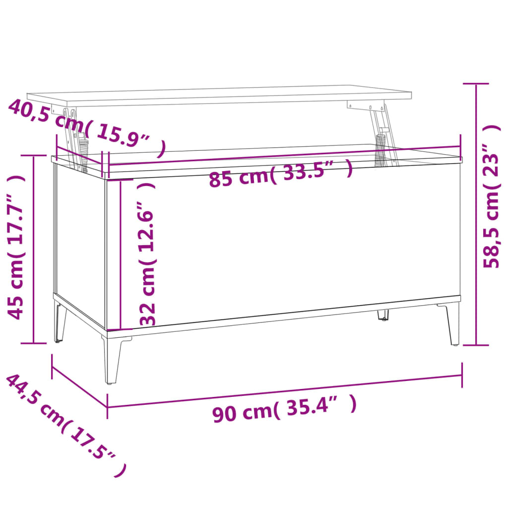 vidaXL Sófaborð Svartur 90x44,5x45 cm Samsettur Viður