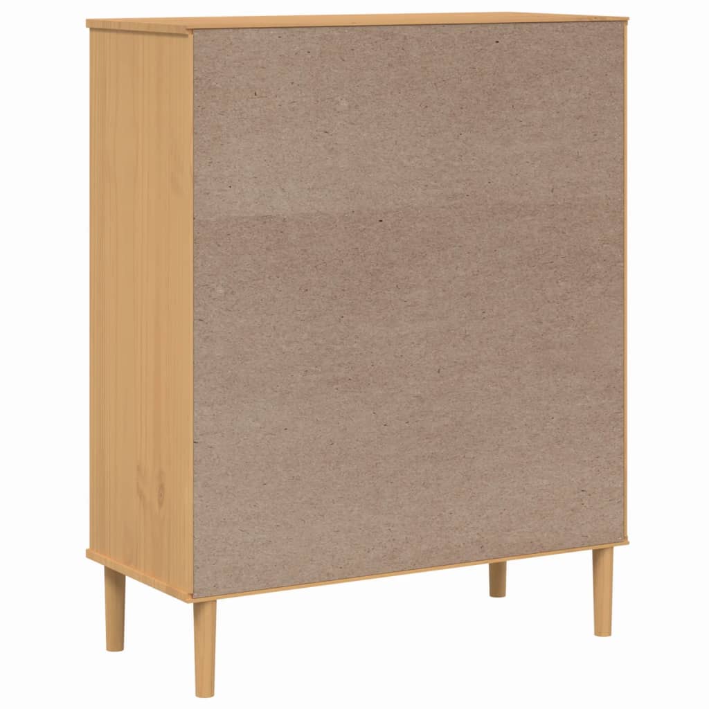 vidaXL Skenkur SENJA Rattan Brúnn 90x40x112 cm Gegnheil Fura