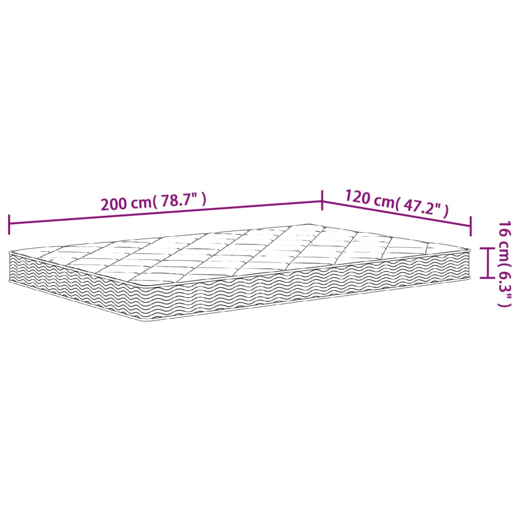 vidaXL Svampdýna Meðalmjúk 120x200 cm