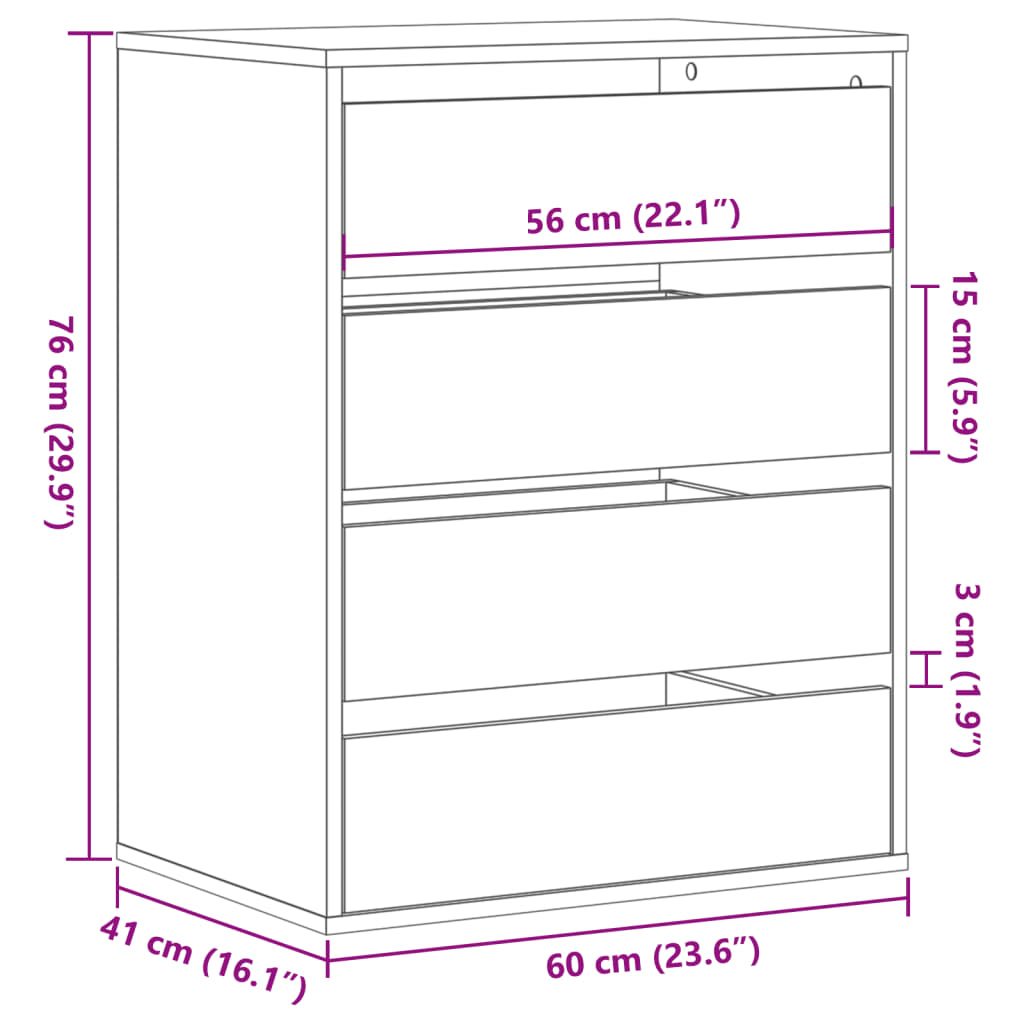 vidaXL Kommóða Gráir Sonoma Eik 69,5x34x90 cm Samsettur Viður