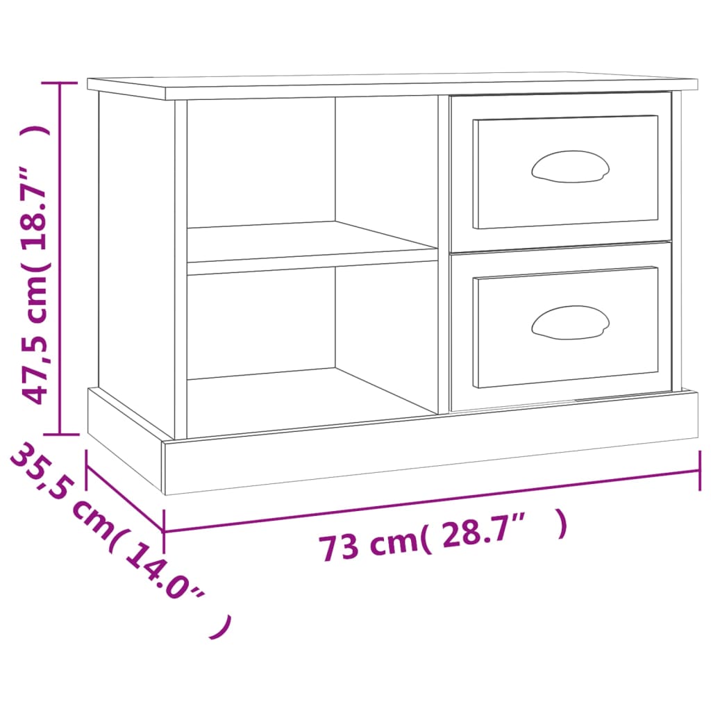 vidaXL Sjónvarpsskenkur Háglans Hvítur 73x35,5x47,5 cm Samsettur Viður