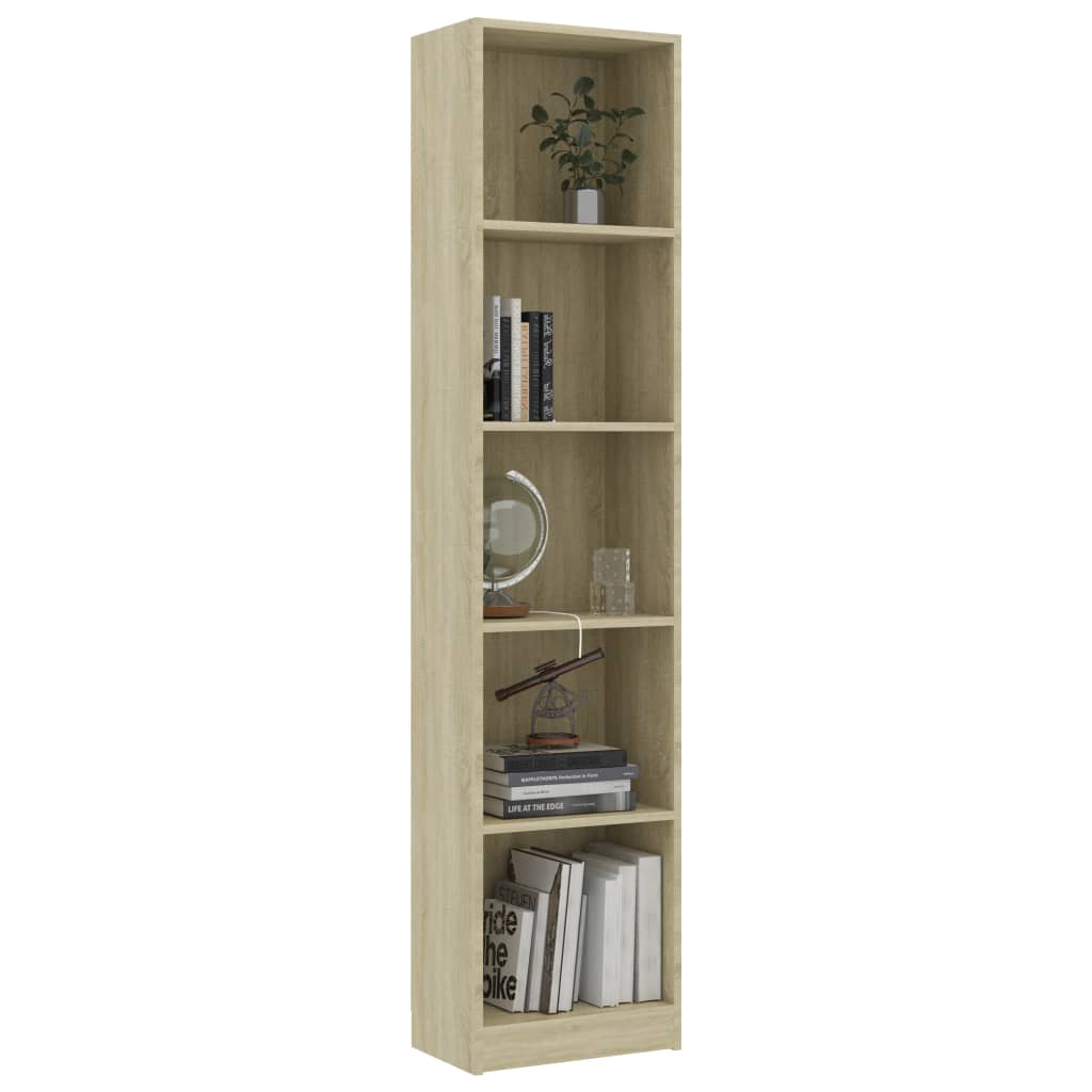 800849 vidaXL 5-Tier Book Cabinet Sonoma Oak 40x24x175 cm Chipboard