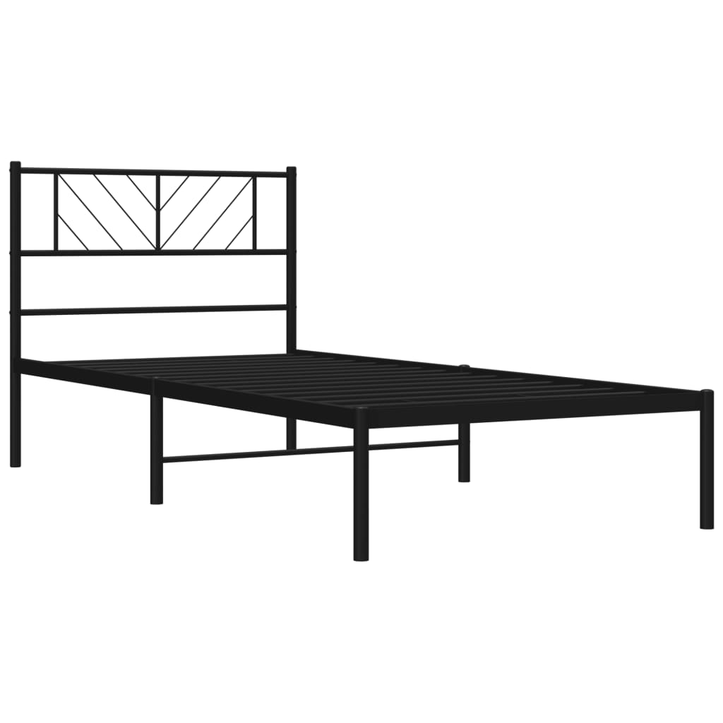 vidaXL Rúmgrind úr Málmi án Dýnu með Höfðagafli Svört 100x190 cm